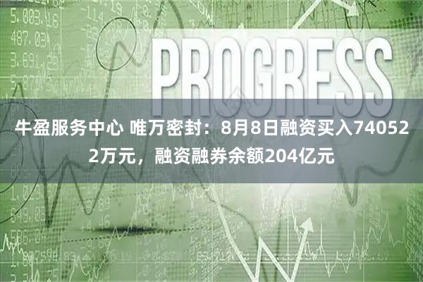 牛盈服务中心 唯万密封：8月8日融资买入740522万元，融资融券余额204亿元
