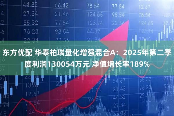 东方优配 华泰柏瑞量化增强混合A：2025年第二季度利润130054万元 净值增长率189%