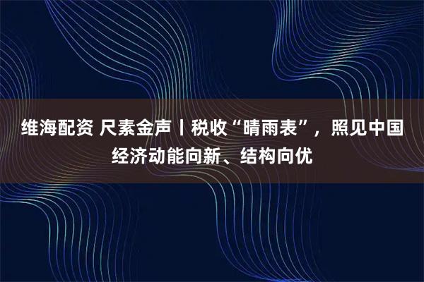 维海配资 尺素金声丨税收“晴雨表”，照见中国经济动能向新、结构向优